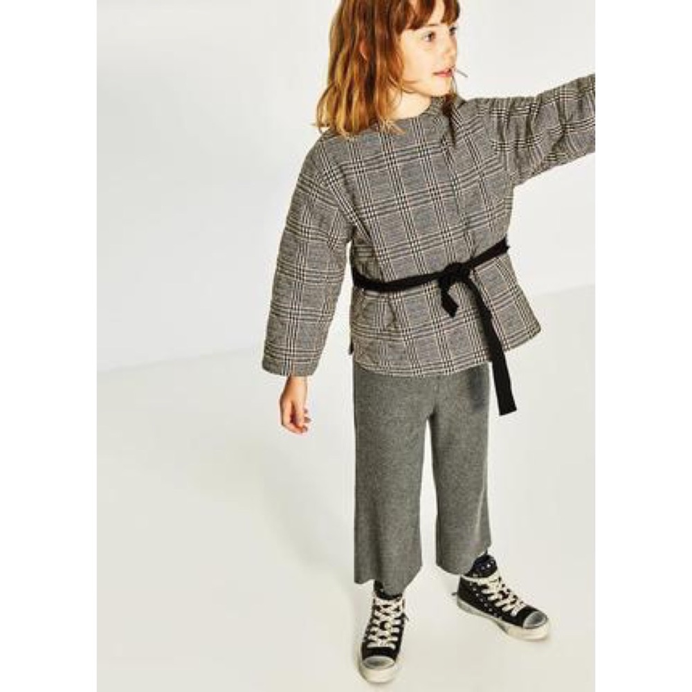 Zara Girls Sz 8 Quilted Wool Blend Plaid Jacket - Picture 2 of 10